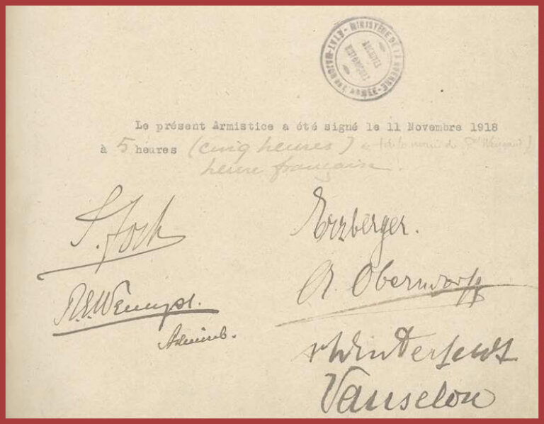 Les signatures de la convention d'armistice
