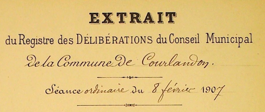 You are currently viewing Délibération municipale à Courlandon en 1907
