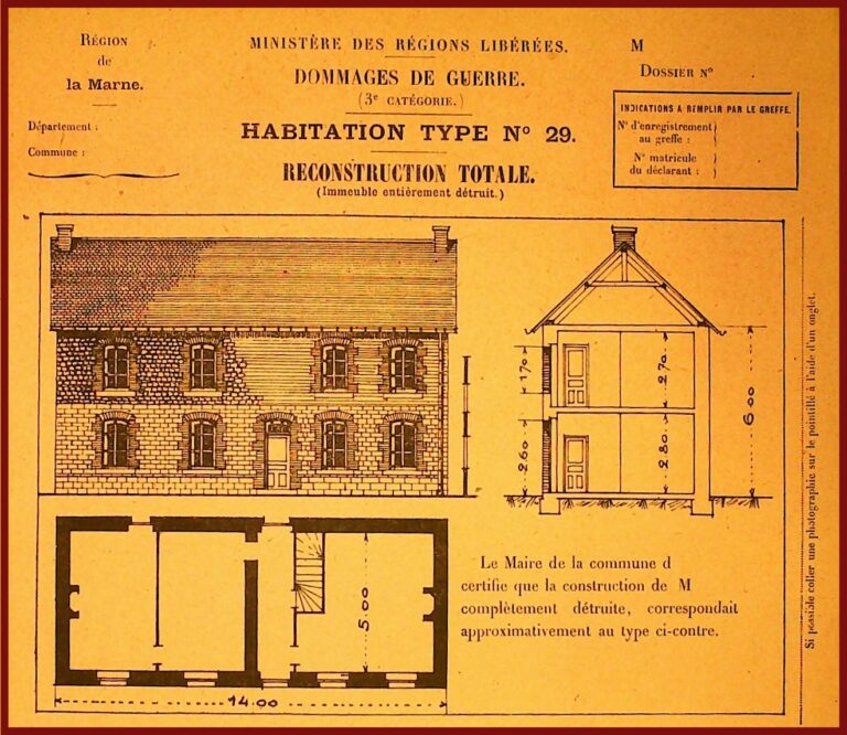 Le dossier des dommages de guerre de Moronvilliers : habitation type 29