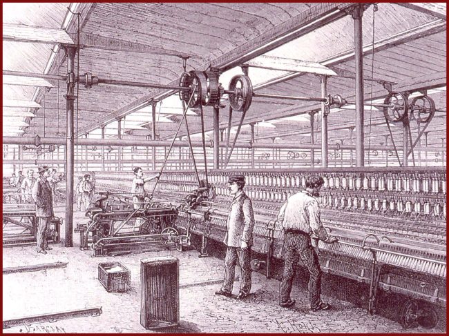 Une manufacture de textile au XIXe siècle (gravure)